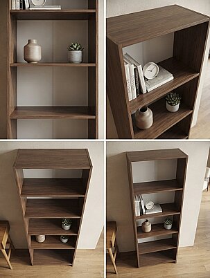 5 Raflı Kitaplık %100 MDF - Ceviz - 5