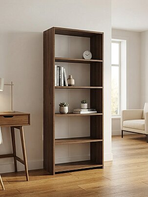 5 Raflı Kitaplık %100 MDF - Ceviz - 4