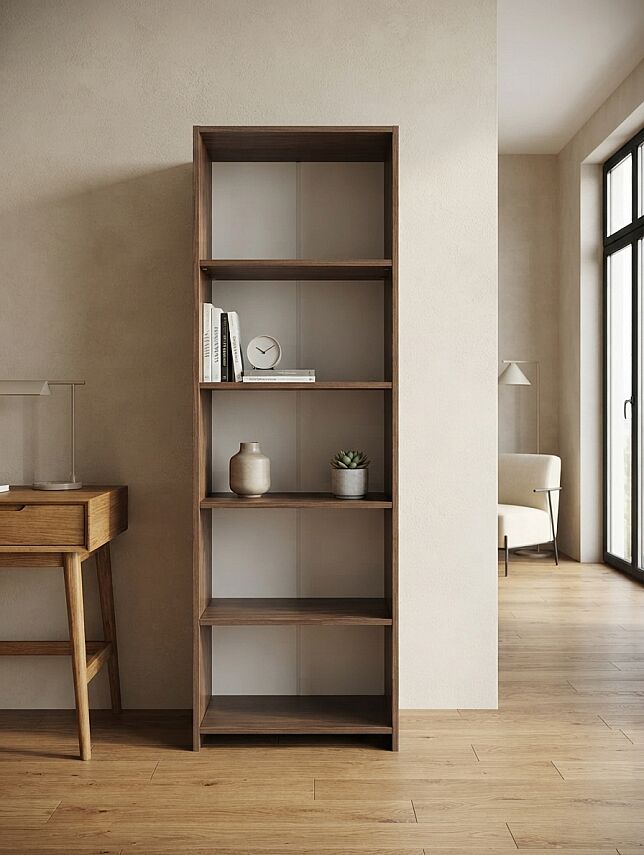5 Raflı Kitaplık %100 MDF - Ceviz - 2