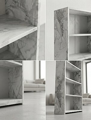 5 Raflı Kitaplık %100 MDF - Mermer Desen - 5