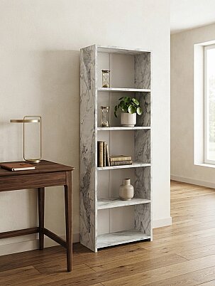 5 Raflı Kitaplık %100 MDF - Mermer Desen - 7
