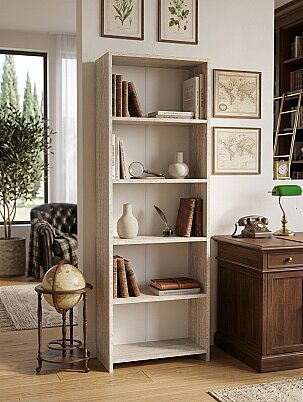 5 Raflı Kitaplık %100 MDF - Traverten - 2