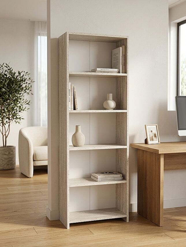 5 Raflı Kitaplık %100 MDF - Traverten - 4