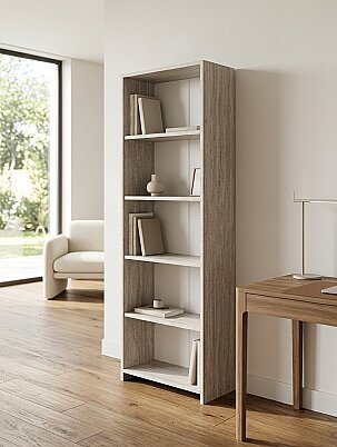 5 Raflı Kitaplık %100 MDF - Traverten - 5