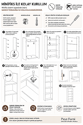 5 Raflı Kitaplık %100 MDF - Traverten - 7
