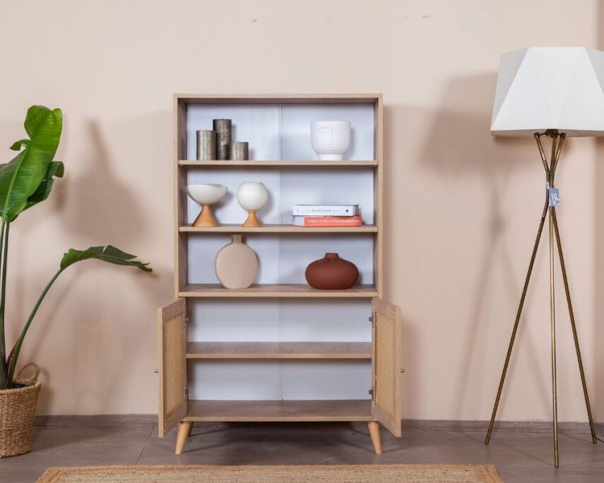 Calvin Ahşap Kapak Detaylı Kitaplık - 3