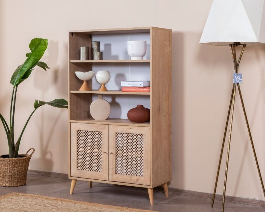 Calvin Ahşap Kapak Detaylı Kitaplık - 2