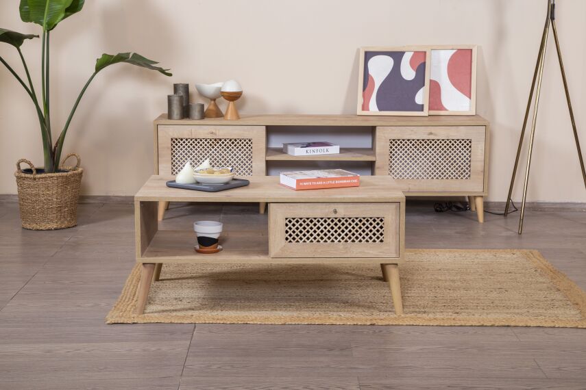 Calvin Ahşap Kapak Detaylı Orta Sehpa - 