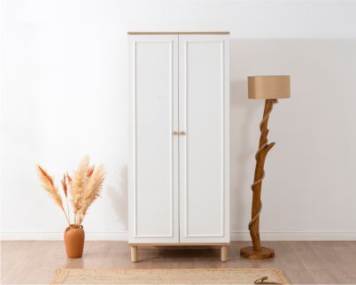 İdea Beyaz Detaylı 2 Kapaklı Gardırop - 