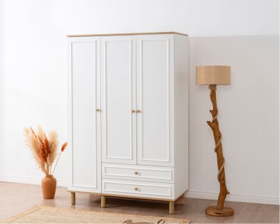 İdea Beyaz Detaylı 3 Kapaklı Gardırop - 2