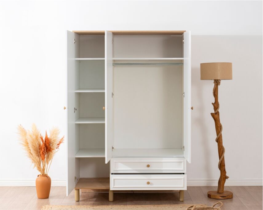 İdea Beyaz Detaylı 3 Kapaklı Gardırop - 3