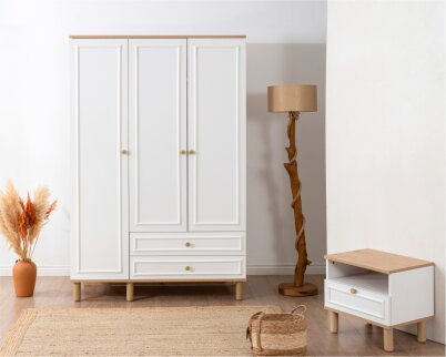 İdea Beyaz Detaylı 3 Kapaklı Gardırop - 8