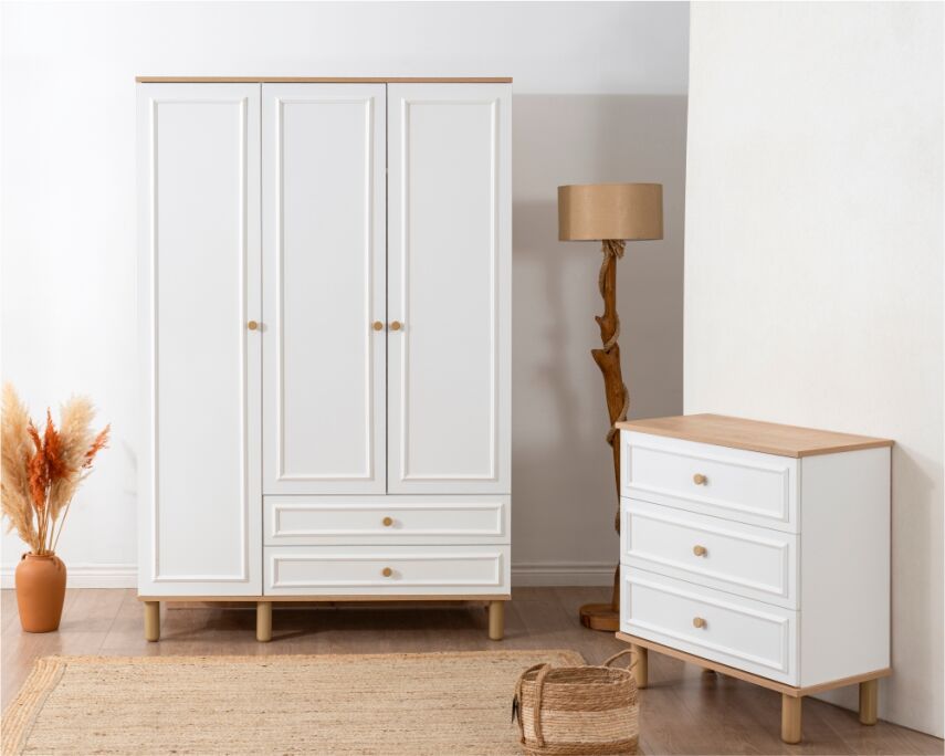 İdea Beyaz Detaylı 3 Kapaklı Gardırop - 9