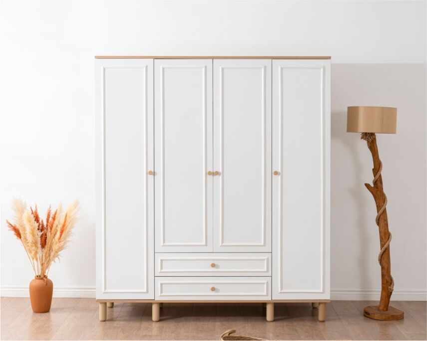 İdea Beyaz Detaylı 4 Kapaklı Gardırop - 1