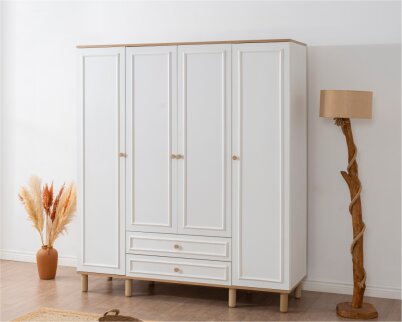İdea Beyaz Detaylı 4 Kapaklı Gardırop - 2