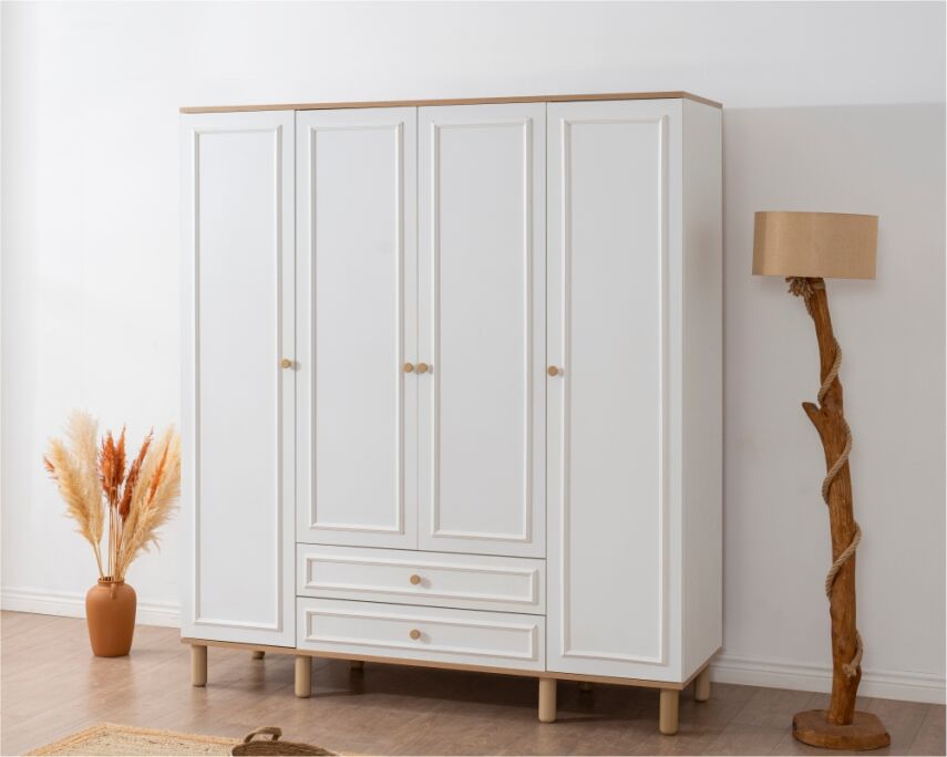 İdea Beyaz Detaylı 4 Kapaklı Gardırop - 2