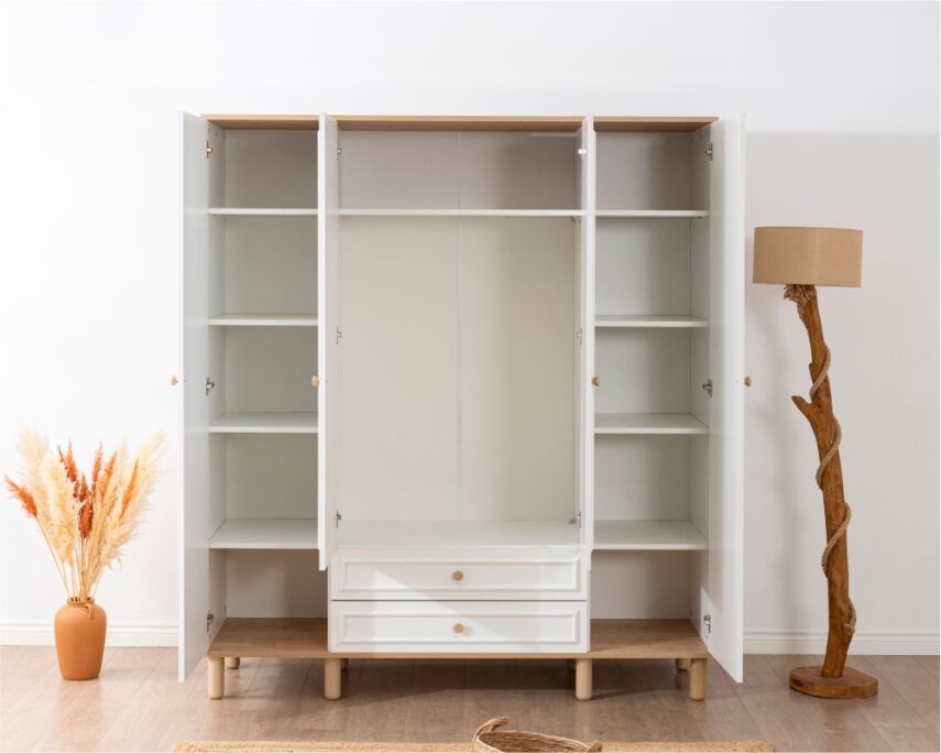 İdea Beyaz Detaylı 4 Kapaklı Gardırop - 3