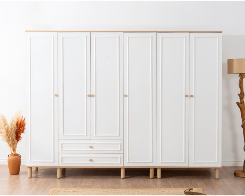İdea Beyaz Detaylı 6 Kapaklı Gardırop - 1