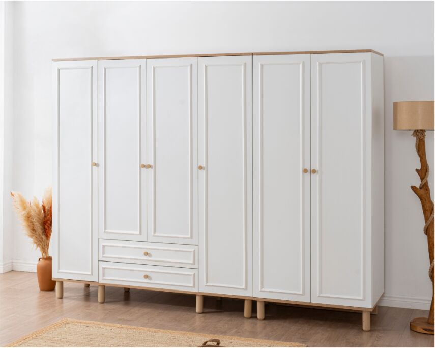 İdea Beyaz Detaylı 6 Kapaklı Gardırop - 2