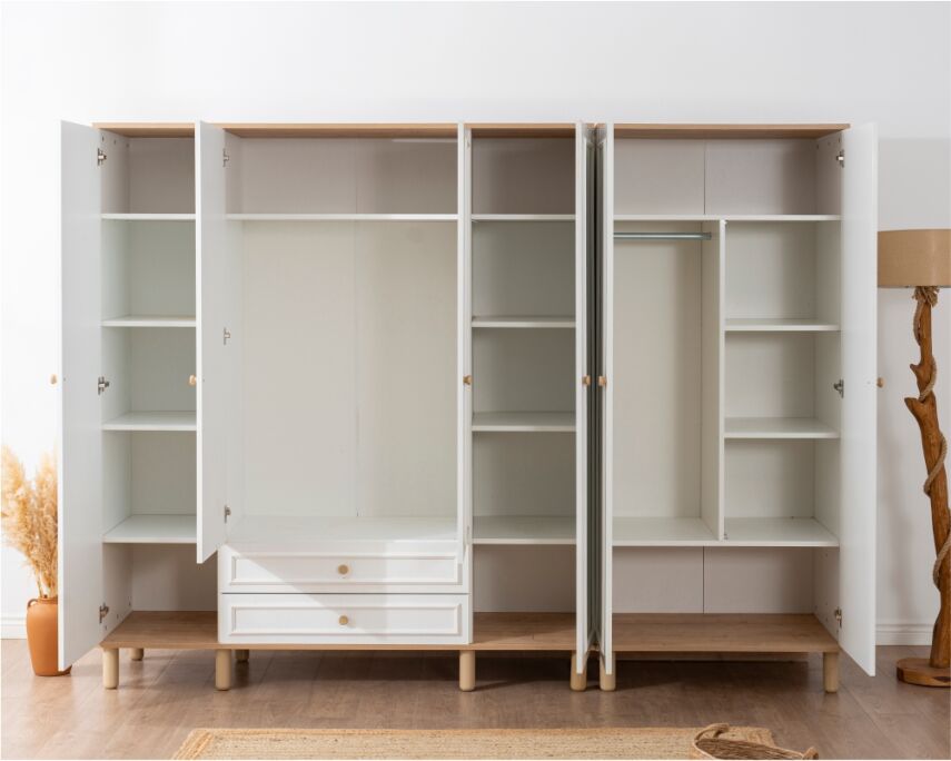 İdea Beyaz Detaylı 6 Kapaklı Gardırop - 3