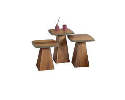 Giza Doğal Ceviz Kaplama Servis Sehpası (Ceviz) - 3