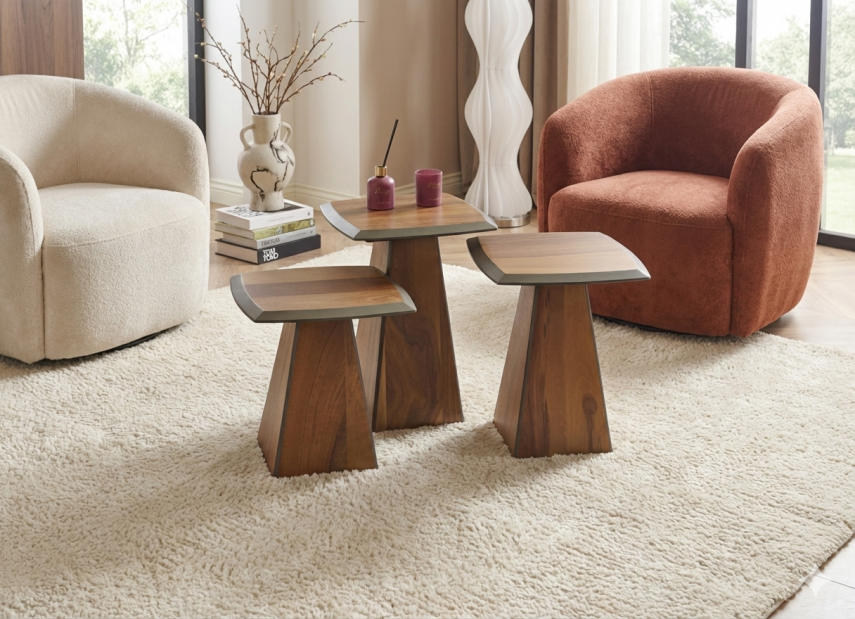 Giza Doğal Ceviz Kaplama Servis Sehpası (Ceviz) - 1