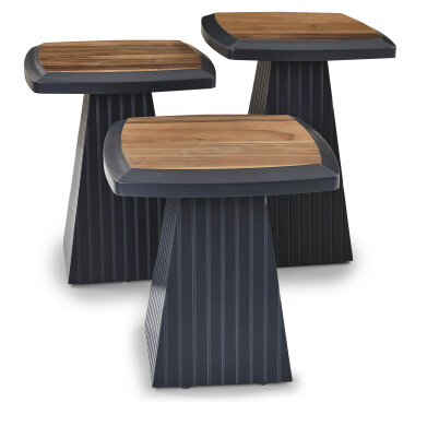 Giza Doğal Ceviz Kaplama Servis Sehpası (Antrasit) - 3