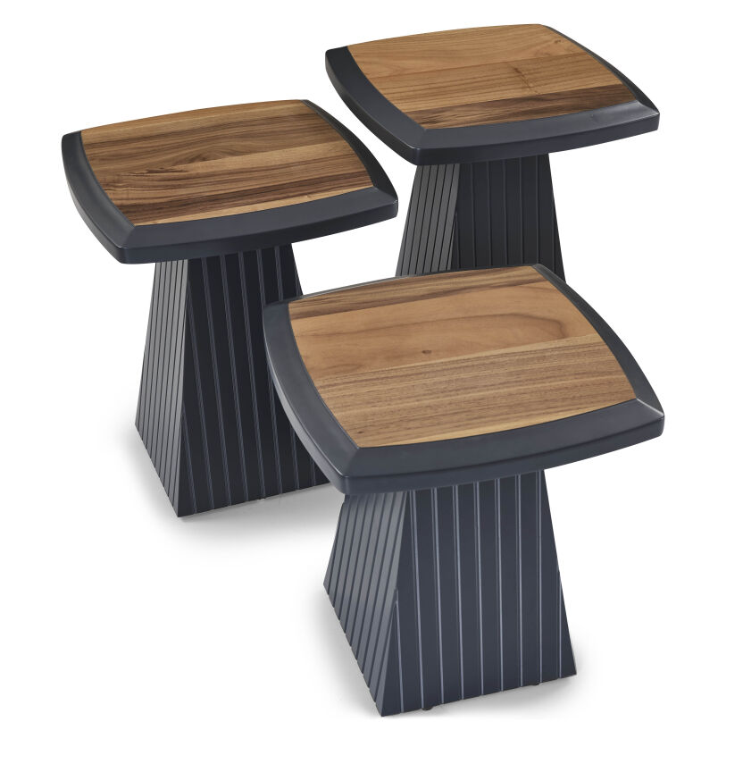 Giza Doğal Ceviz Kaplama Servis Sehpası (Antrasit) - 1