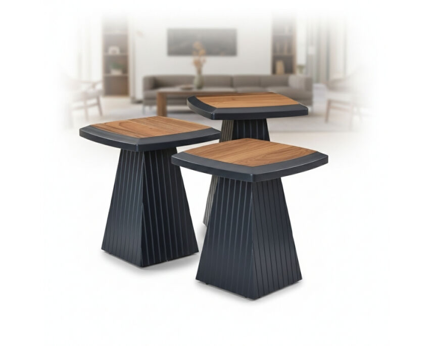 Giza Doğal Ceviz Kaplama Servis Sehpası (Antrasit) - 1