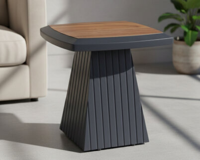 Giza Doğal Ceviz Kaplama Servis Sehpası (Antrasit) - 4