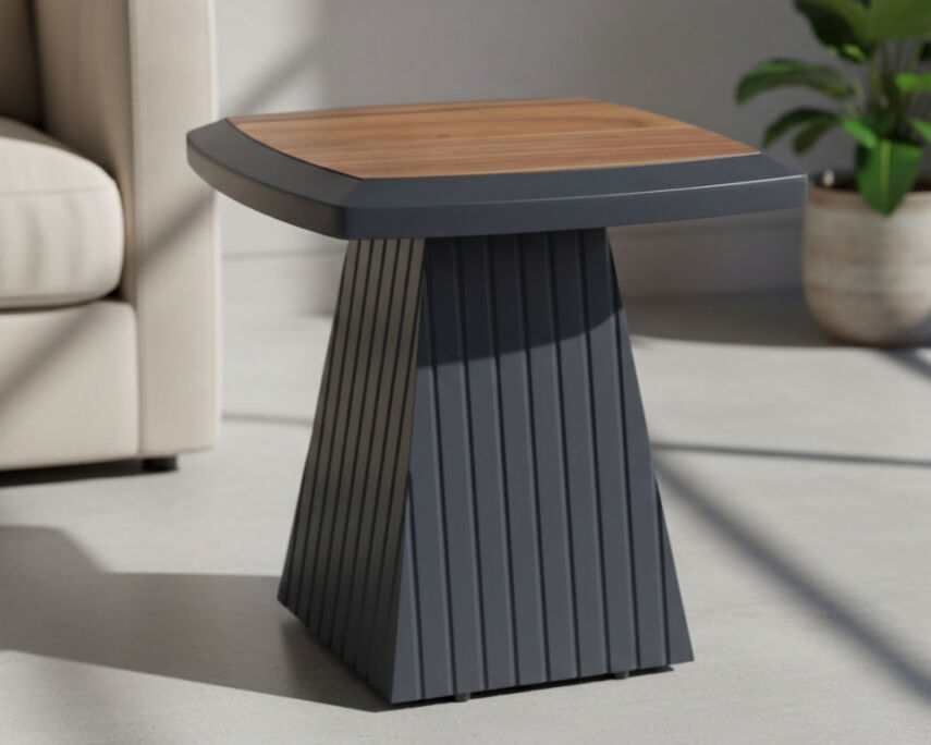 Giza Doğal Ceviz Kaplama Servis Sehpası (Antrasit) - 4