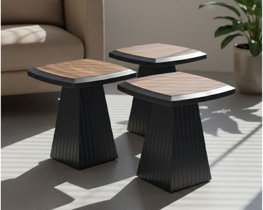 Giza Doğal Ceviz Kaplama Servis Sehpası (Antrasit) - 2