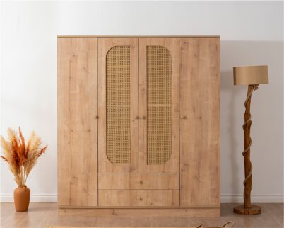 Mind Hazeran Detaylı 4 Kapaklı Gardırop - 