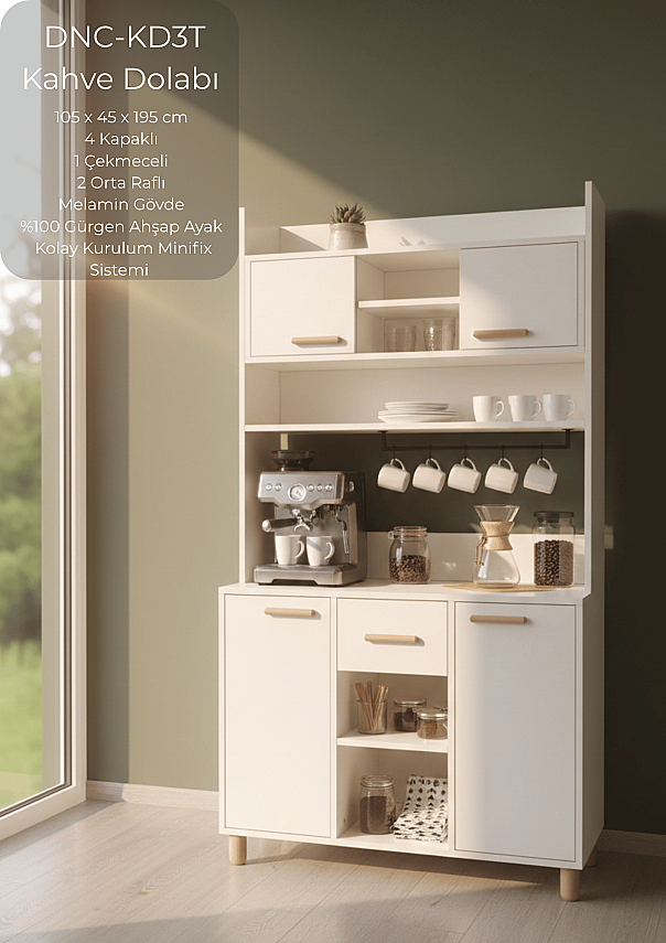 Lunea Modern Kahve Dolabı Tekli DNC-KD3T - 1