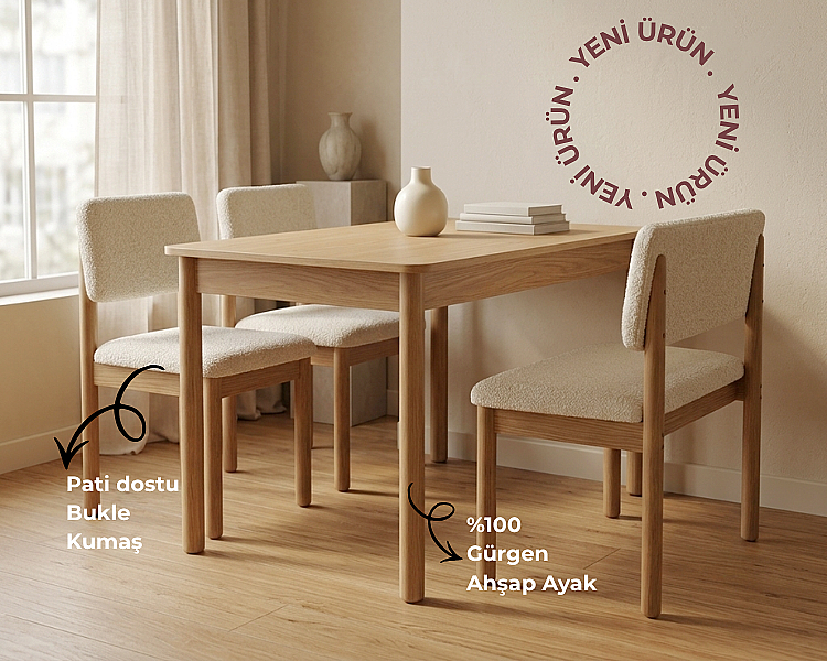 Nuu Minimal 2 Sandalye 1 Sırtlı Bench Mutfak Masa Takımı - 1