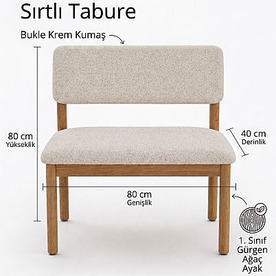 Nuu Minimal 2 Sandalye 1 Sırtlı Bench Mutfak Masa Takımı - 7