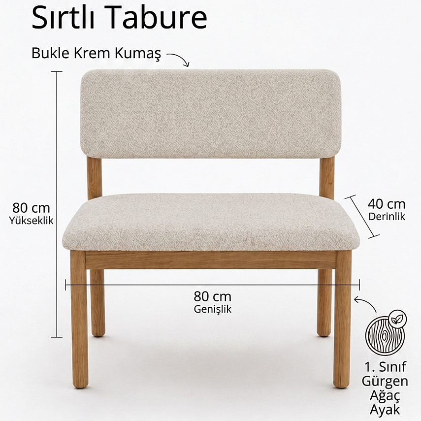 Nuu Minimal 2 Sandalye 1 Sırtlı Bench Mutfak Masa Takımı - 7