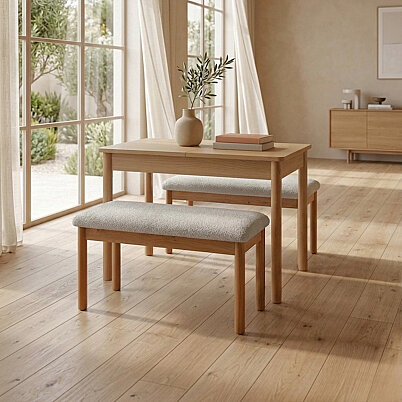 Nuu Minimal 2 Sırtsız Bench 1 Masa Mutfak Masa Takımı - 2