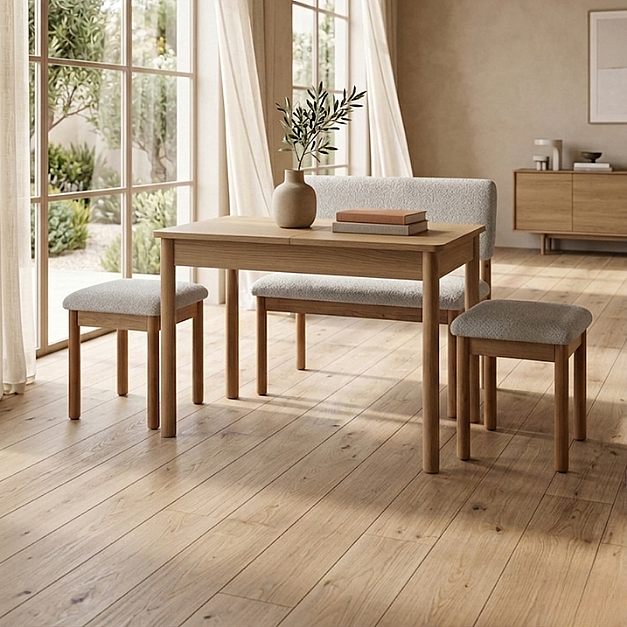 nuu minimal 2 Tabure 1 Sırtlı Bench Mutfak Masa Takımı - 2