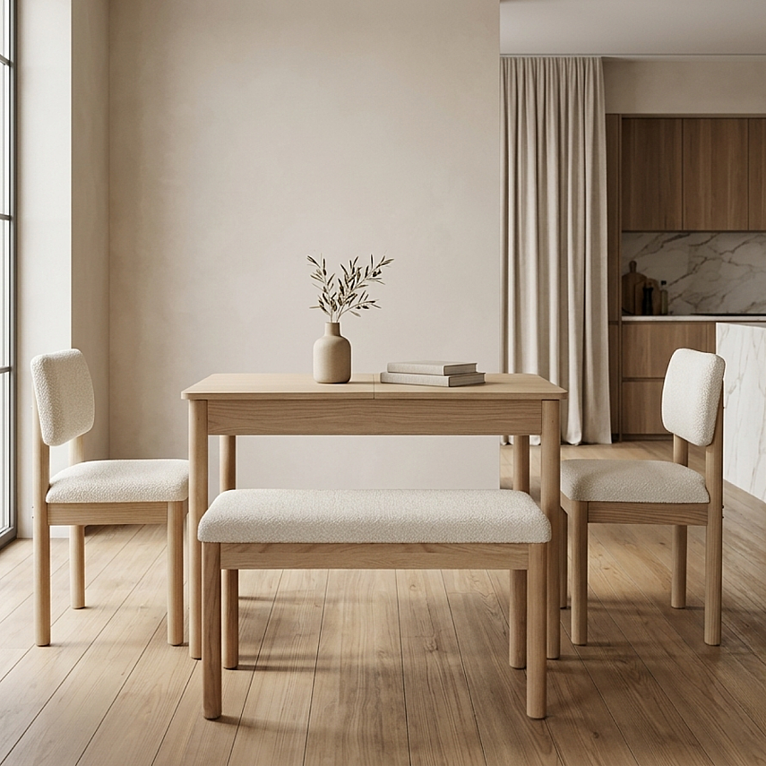 Nuu Minimal 4 Sandalye 1 Sırtsız Bench Mutfak Masa Takımı - 2