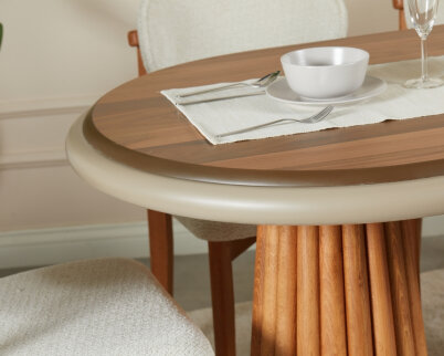 Somera Doğal Ceviz Kaplama Masa Takımı 6 Bohem Sandalye 1 Masa + Somera Orta Sehpa - 5