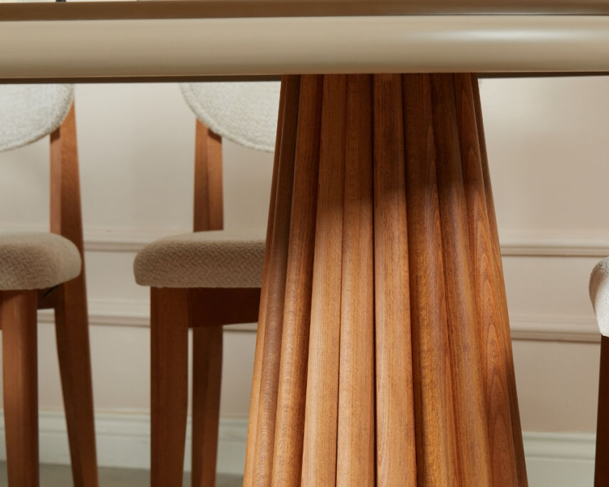 Somera Doğal Ceviz Kaplama Masa Takımı 6 Sandalye 1 Masa 170x90 - 7