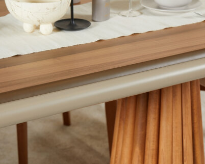 Somera Doğal Ceviz Kaplama Masa Takımı 6 Sandalye 1 Masa 170x90 - 8