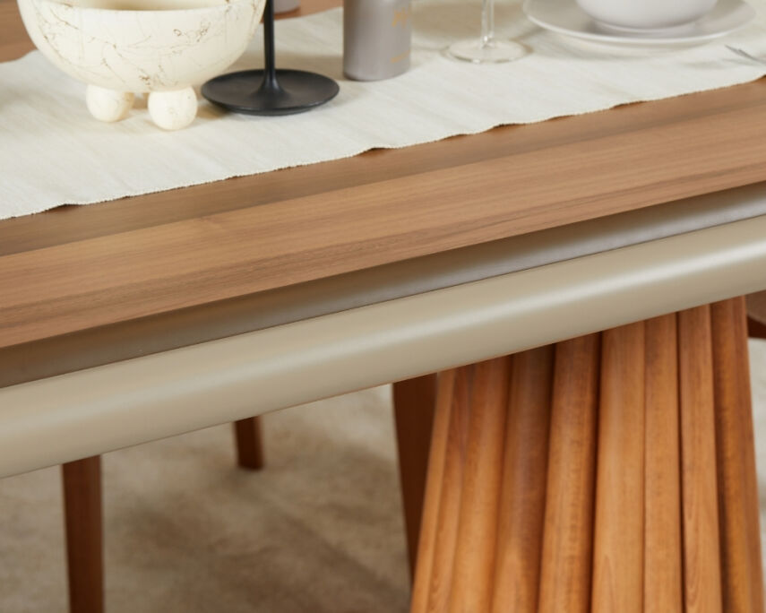 Somera Doğal Ceviz Kaplama Masa Takımı 6 Sandalye 1 Masa 170x90 - 8