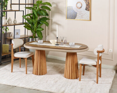 Somera Doğal Ceviz Kaplama Masa Takımı 6 Sandalye 1 Masa 170x90 - 3