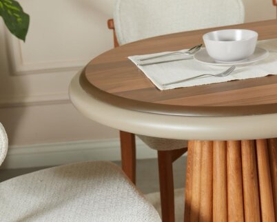 Somera Doğal Ceviz Kaplama Masa Takımı 6 Sandalye 1 Masa + Orta Servis + Servis Sehpası - 8