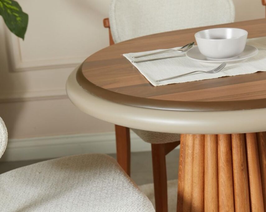 Somera Doğal Ceviz Kaplama Masa Takımı 6 Sandalye 1 Masa + Orta Servis + Servis Sehpası - 8