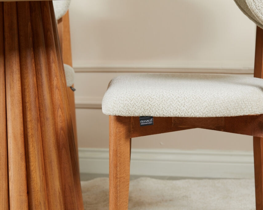 Somera Doğal Ceviz Kaplama Masa takımı 4 Sandalye 1 Masa 100Ø - 2