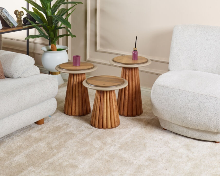 Somera Doğal Ceviz Kaplama Servis Sehpası - 1