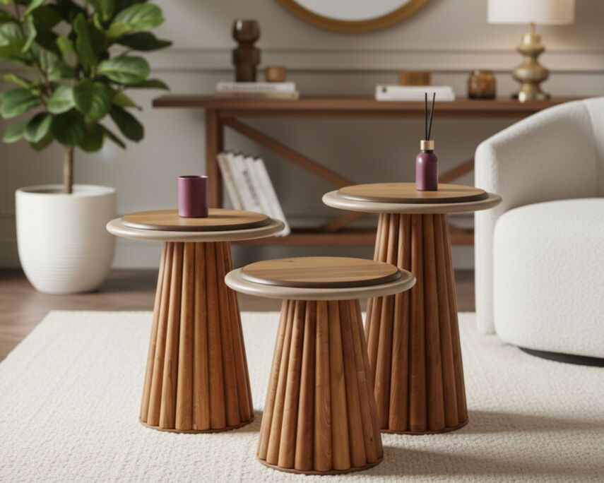 Somera Doğal Ceviz Kaplama Servis Sehpası - 1